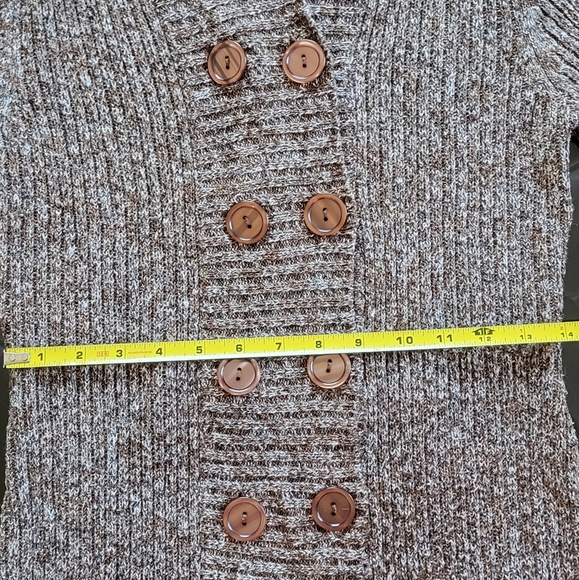 Double-Breasted Hooded Mottled Brown Sweater - Picture 3 of 5